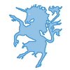 chinashopbull: a blue unicorn rampant on a white field (unicorn)
