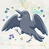 nightdog_barks: Cartoon illustration of a dancing crow (Crow dancing)