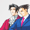 22degreehalo: Phoenix Wright and Miles Edgeworth standing together looking confident (and maybe smug) (game)