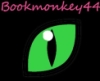 bookmonkey44: Username in pink above a green cat eye on black background (Default)