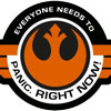 ljwrites: Star Wars Resistance logo with the words "Everybody needs to panic. Right Now!" (panic)