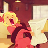 talibusorabat: Cartoon of a blonde 1920's woman holding a newspaper and squeeing (PatF: Scream!)