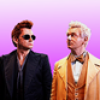 marginaliana: Aziraphale and Crowley (Good Omens - A/C pink bg)