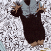 exceptfebruary: body shot of calendar man, with dates and calendar pages littering the floor underneath him (April June and November)