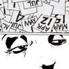 exceptfebruary: the top half is shots of calendar pages littered about. the bottom is a calculating look in calendar man's eyes (The Month The Day The Year)