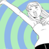 aetherblue: Winry with one hand on her chest and the other outstretched in front of a spiral background. (squee)