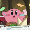 dorchadas: (Kirby Celebrating with food)