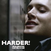 montanaharper: dean face-first against the wall with text saying harder (spn dean harder)