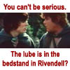 elke_tanzer: LotR - You can't be serious. The lube is in the bedstand in Rivendell? (LotR bedstand in Rivendell)