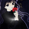 dchan: Hanajima Saki (from Fruits Basket) holding a red flower (hana-chan)