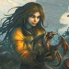 elorarotha: Illustration from The Dragon Chronicles by Susan Fletcher displaying a long-haired white girl holding a small dragon in her hands (Girl with tiny dragon)