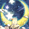 elorarotha: Mokona from Magic Knight Rayearth perched on a rock, with the moon and stars in the background (Mokona)
