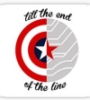 starfish: maship of Cap's shield and Bucky's arm with "till the end of the line" around it (end of the line)