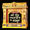 auroracloud: a brightly colored drawing of a theatre stage with the words "All the world's a stage" (theatre / all the world's a stage)
