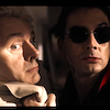 enigel: Aziraphale and Crowley nearly face to face, looking towards the intruder (GO A/C interrupted)