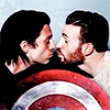 endsinafight: ((Steve) near kiss behind shield)
