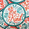 nenya_kanadka: text icon: "be kind" in curly script (@ be kind)