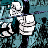 peoriapeoriawhereart: tight view comic book Hawkeye's guarded hand (hawkeye purple arrow)