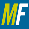 megathread: The letters M and F, in italic, on a blue background. The M is yellow and the F is white. (metafilter)