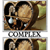 outlineofash: A clockwork heart with overlaid text reading "Complex." (Text - Complex)