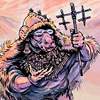 sheliak: Gloranthan troll merchant, brandishing a Communication rune. (troll: talk)