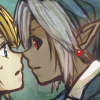 mirrorsshade: Shadow Link from Legend of Zelda nose to nose with Link and looking curious (Curious?)