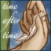 hokuton_punch: Art of original character's hand holding a feather, captioned "time after time." (sanshoar shalohim genki goth time)
