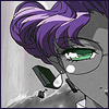 hokuton_punch: Screenshot of Anthy from the Utena opening, desaturated other than her eyes and hair. (utena anthy violet)