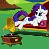 frith: White cartoon pony on a couch; record player (FIM Rarity music)
