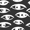 darchildre: stylized white drawings of eyes on a black background (beholding)