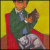 theseatheseatheopensea: A person reading, with a cat on their lap. (Reader and cat.)