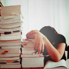 tropicsbear: Woman facedown on the table with a pile of books beside her (Books: Tired of studying)