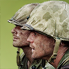 slightlytookish: Andy and Eddie in profile against a green background (TP: Haldane & Jones - Green)