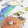 grayestofghosts: a cartoon mouse under an umbrella (3 things)