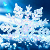 unavee: bright white snowflake on a blue background (snowflake - white)