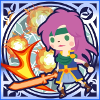 moremystyle: Chibi Faris in a circular frame, swinging a flaming sword (Default)