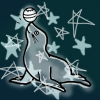 lailah_tov: A seal surrounded by stars, balancing a moon on its nose (0)