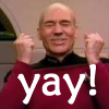ysilme: STNG Picard going yay with caption "yay". (Yay!)