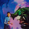 sixbeforelunch: spock holding a phaser aimed at a leymata (trek - vulcan acadmy murders)