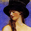 jenna_thorn: auburn haired woman wearing a tophat (happy dance rodney)