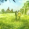 0ftgx: dolittle & lily walking in a green field (dolittle | green field)