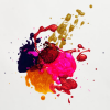 sorchasilver: Colourful splatters of paint on white background (Gen paint splatters)