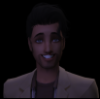 jeebiedoom_sims: Photo of sim smiling. He has a medium tan skintone, black hair, stubble and sideburns. His eyes are blue-grey and theres a trickle of red blood coming from his nose. (Default)