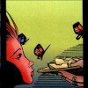 tangeriner: A girl with red-coloured, knife-sharp skin sniffs a plate of apples (x-men: penance and her apples)
