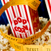 grundyscribbling: old school movie tickets and overflowing container of popcorn (cinema)