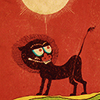 smokebalm: bb lion against a red background (little lion)