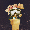 luppiters: CJ standing at the lectern at the end of Tomorrow with a flower texture behind her ([tww]podium)