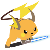 morbane: A cute, fierce Raichu with a light saber (Reychu)