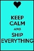 mylittleangel: icon is a black heart with black writing underneath that reads "Keep Calm and Ship Everything" on a turqoise background (Default)