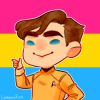 runpunkrun: chibi james t kirk making finger guns with the pansexual flag behind him (fun seeking pansexual)